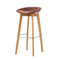 Tabouret de bar empilable FEROS Keeve - coque d’assise basse, rembourrée - bois / brun-rouge