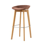 Tabouret de bar empilable FEROS Keeve - coque d’assise basse, rembourrée - bois / brun-rouge
