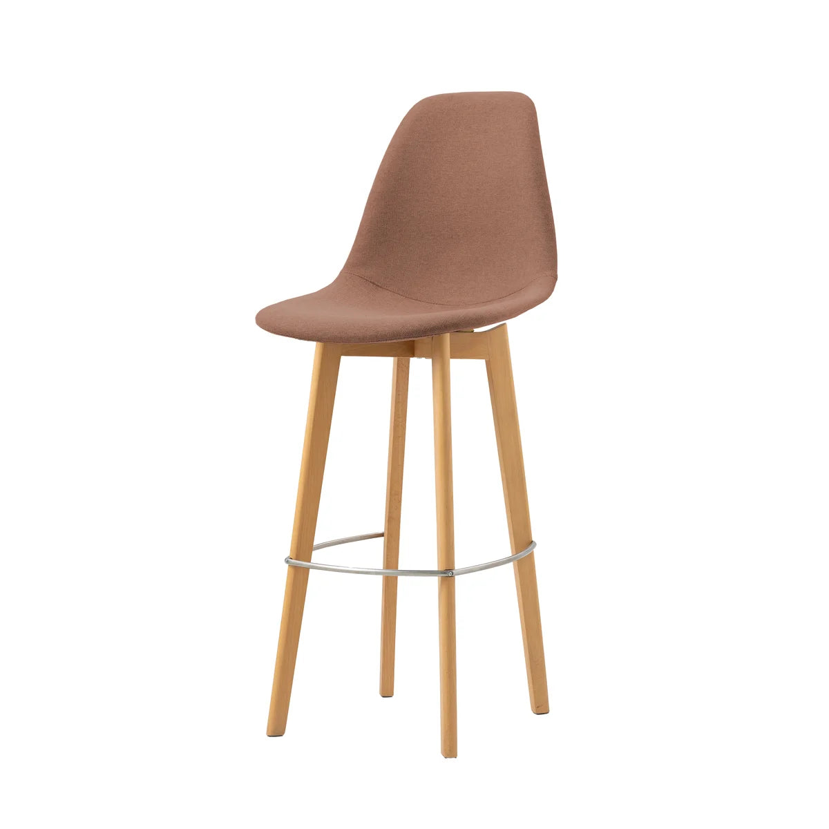 Tabouret de bar empilable rembourré FEROS Keeve - bois de bouleau / brun-rouge