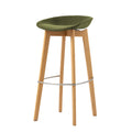 Tabouret de bar empilable FEROS Keeve - coque d’assise basse, rembourrée - bois / vert