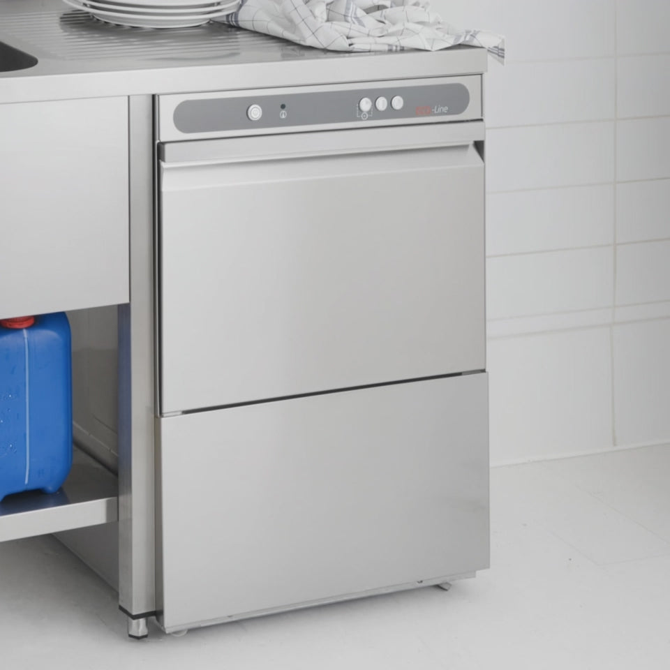 Geschirrspülmaschine ECO 50x50 cm Korbmaß, mit Reiniger- & Klarspüldosierer, mit Ablaufpumpe & Enthärter, Made in Europe, 230 Volt