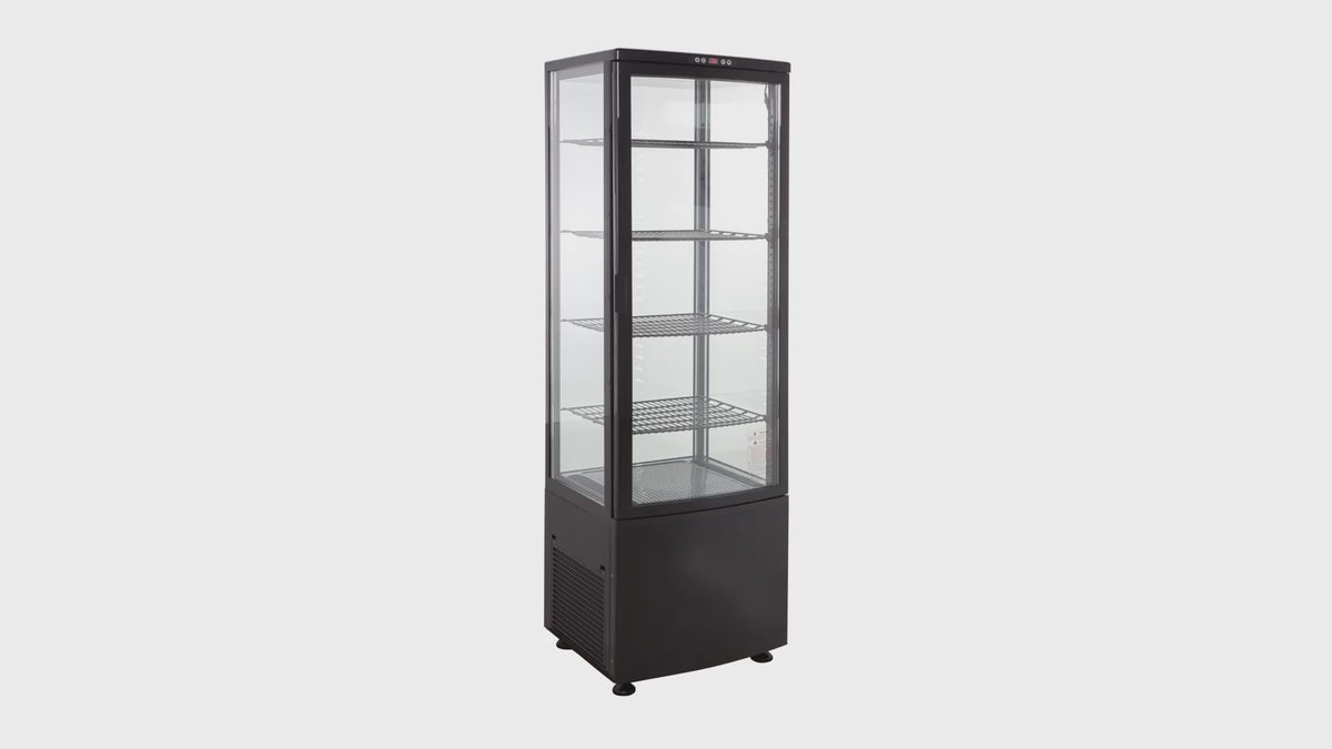 Kühlvitrine ECO 235 Liter, LED-Beleuchtung, 4 Roste, schwarz