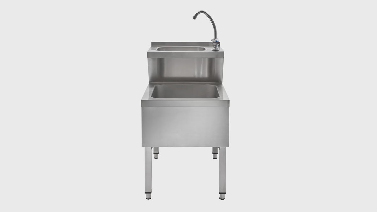 Handwasch-Ausgussbeckenkombination Basic 1, Kalt- und Warmwasserhahn