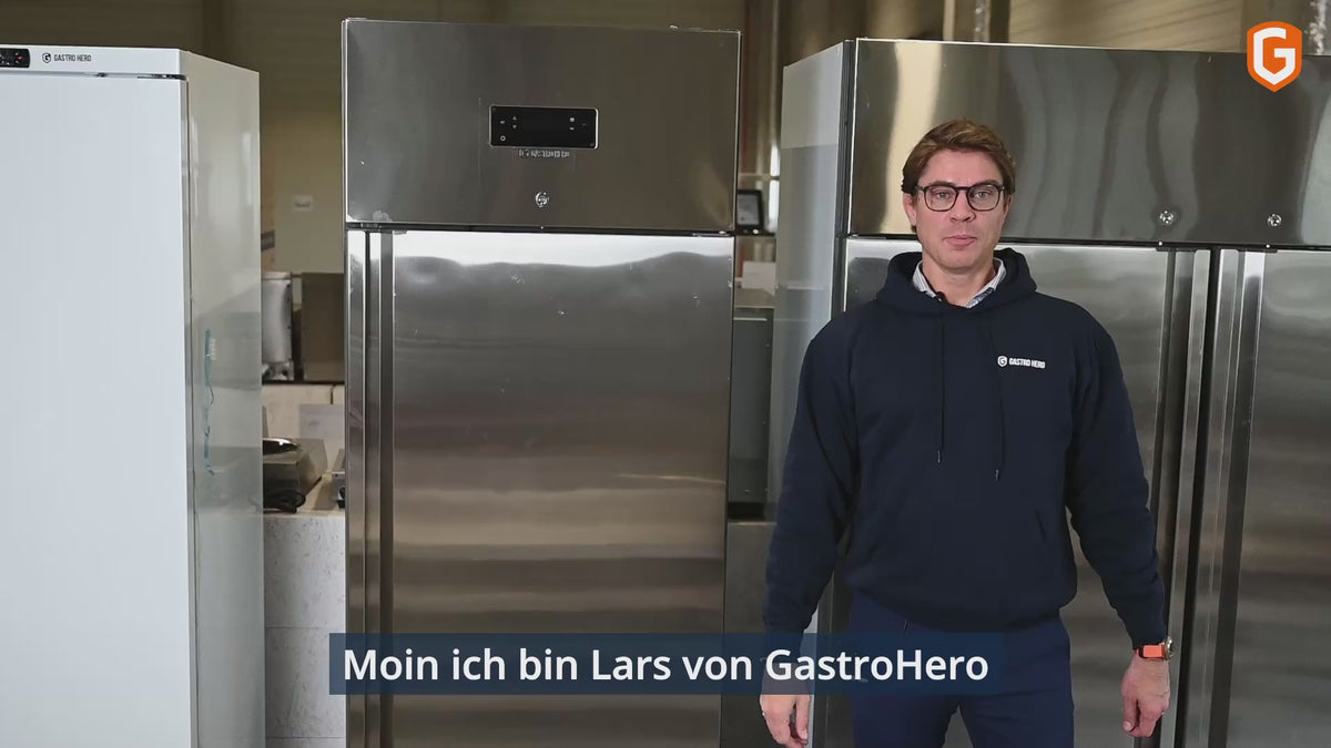 Gastronomie Kühlschrank ECO 700 GN 2/1 Monoblock , 616 Liter Kühlraumvolumen, 3 verstellbare Einlegeböden, Robuste Bauweise, Edelstahl