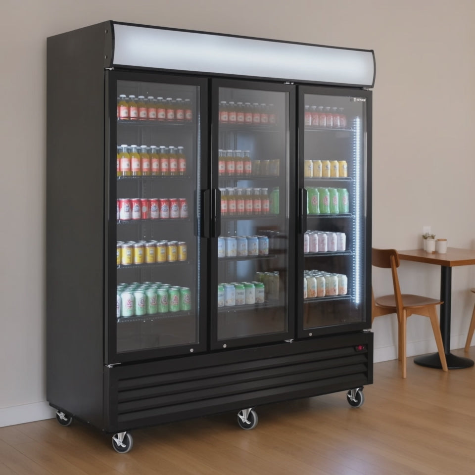 Getränkekühlschrank ECO 1500 mit Klapptüren und Leuchtaufsatz