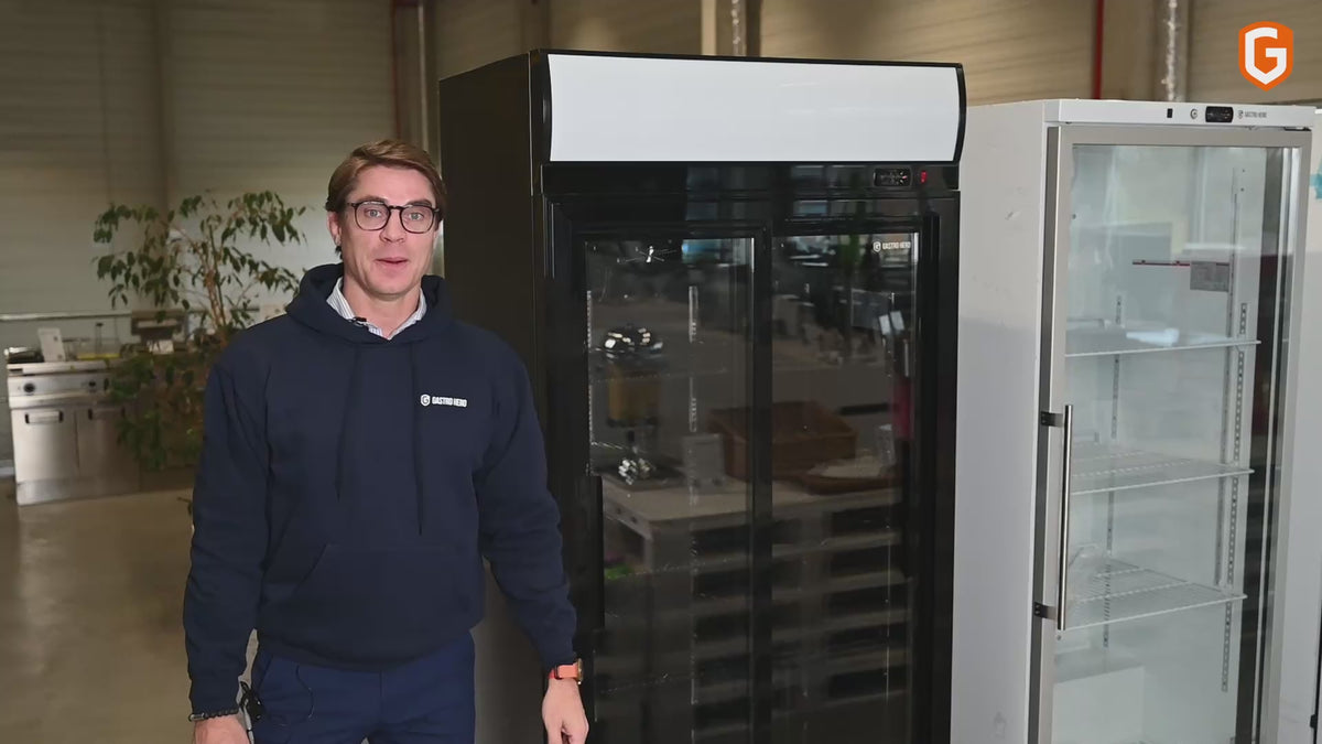 Getränkekühlschrank ECO 630 mit Leuchtaufsatz und Schiebetüren